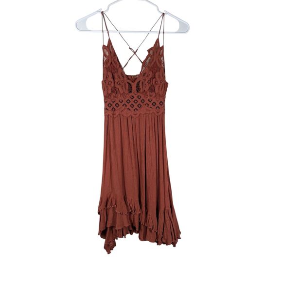 Free People Dresses & Skirts - Free People Womens Orange Adella Mini Dress Sz XS Boho Feminine Cute